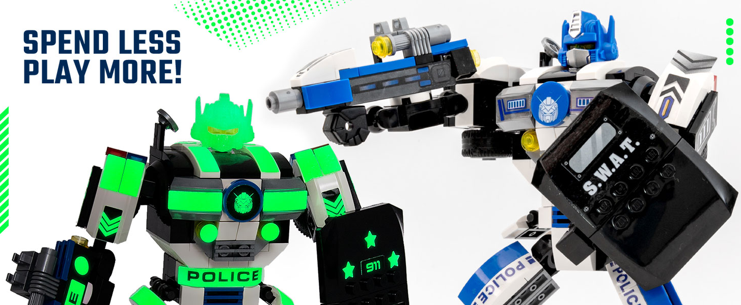 JitteryGit Robot Police STEM Building Toy for Boys