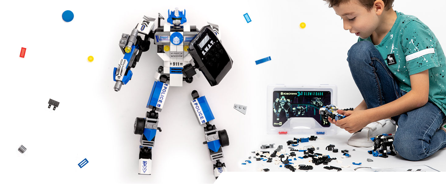 JitteryGit Robot Police STEM Building Toy for Boys