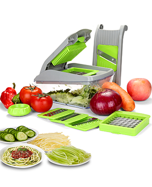 Vegetable Chopper – Spiralizer Vegetable Slicer – Onion Chopper With  Container – Pro Food Chopper – Slicer Dicer Cutter – 4 Blades – Casazo