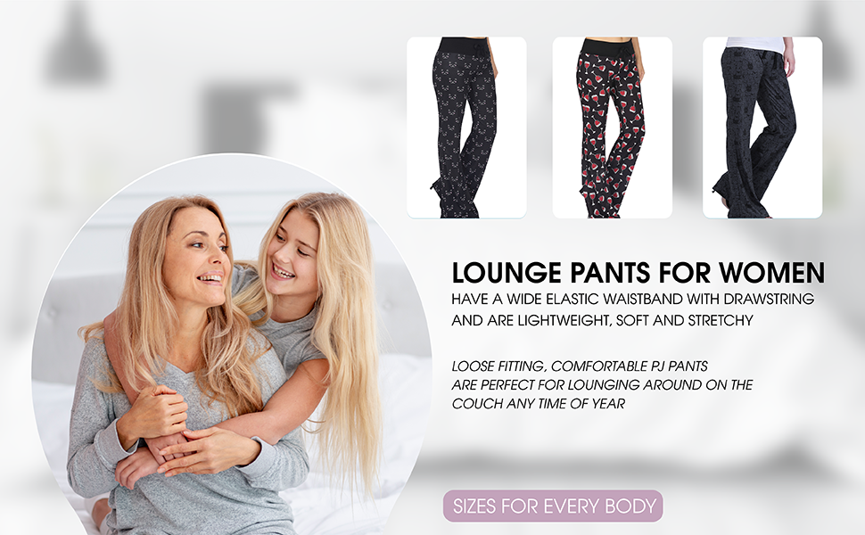 HDE Pajama Pants for Women PJ Pants Comfy Loungewear Pink Coffee