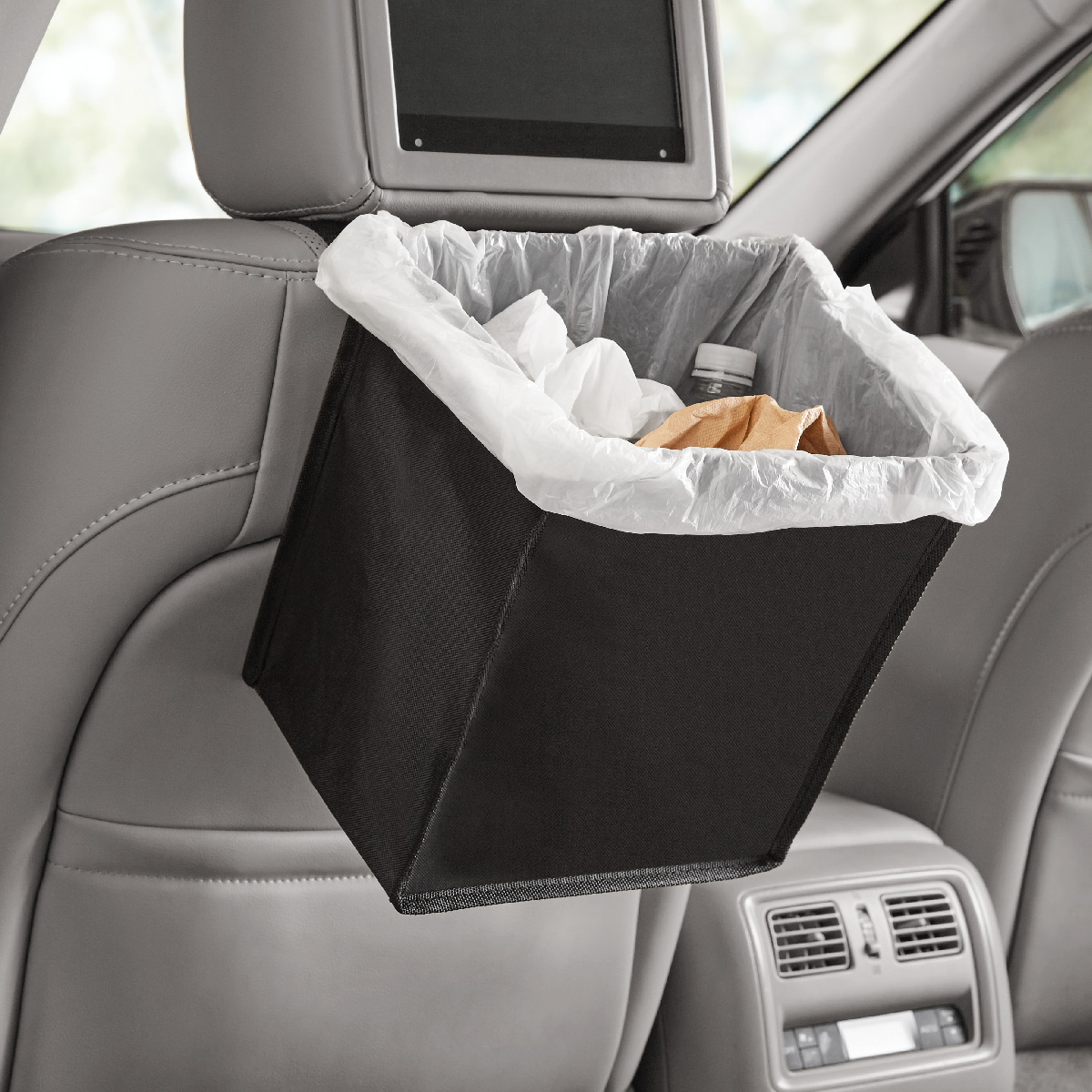 Car Seat Headrest Trash Bag Can Litter Garbage Leak Proof Bin Wastebasket Holder 