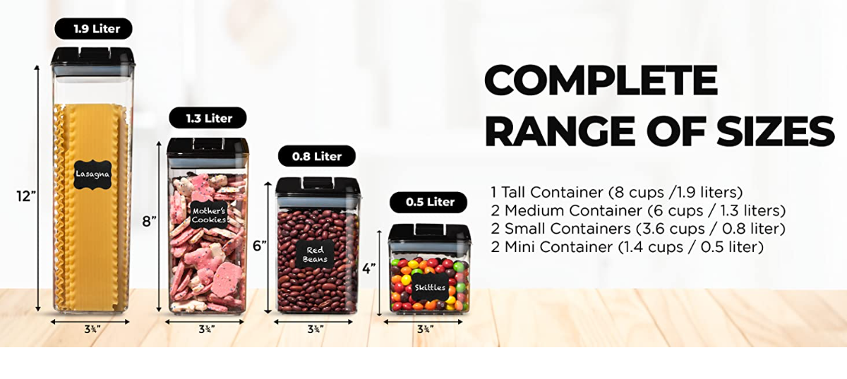 Cereal Storage Container Set, Bpa Free Plastic Airtight Food Storage  Containers For Cereal, Snacks And Sugar, Cereal Dispensers With Chalkboard  Labels, Black - Temu New Zealand