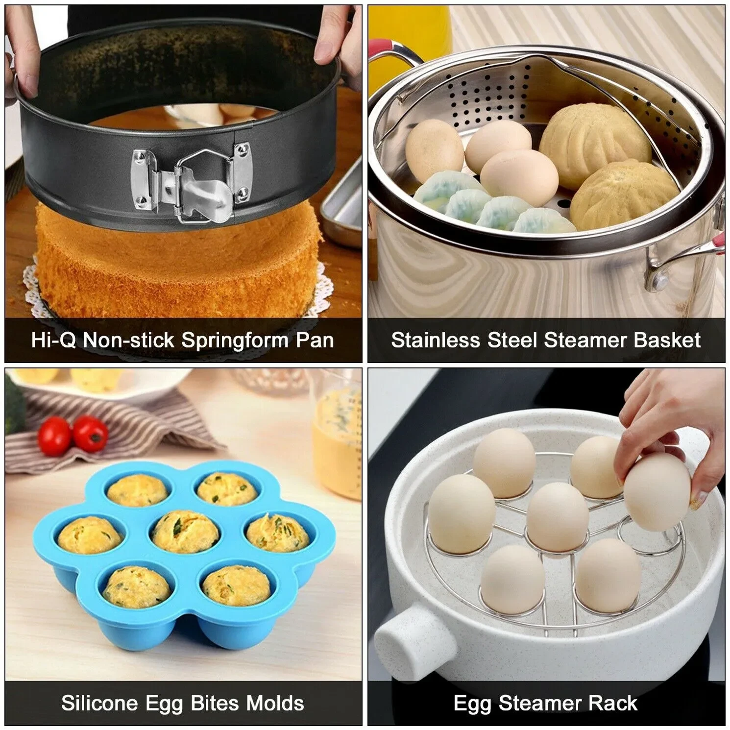 Accessories-Set-for-Insta-Pot, Accessory Compatible with Instant Pot 6 Qt 8  Quart, with Steamer Basket Cheesecake Pan Egg Steam Trivet Silicone Mold
