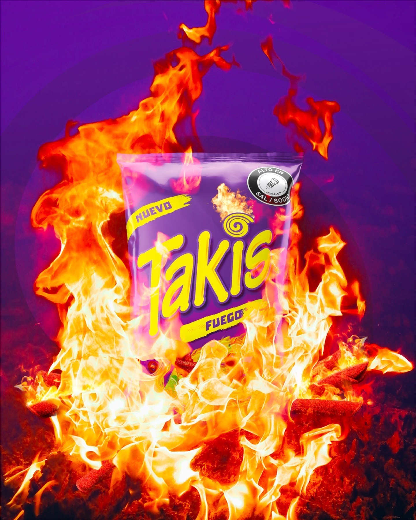 Takis fuego rolled tortilla chips, hot chili pepper and lime