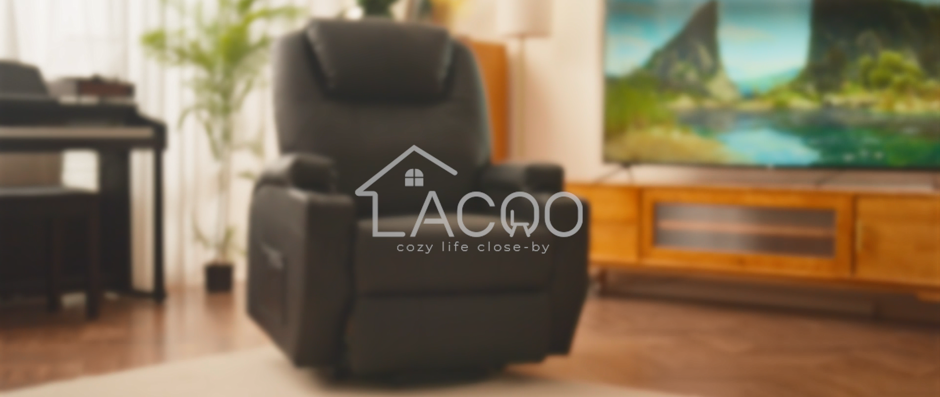 Lacoo Power Lift Recliner with Massage and Heat, Black Faux Leather - image 2 of 8