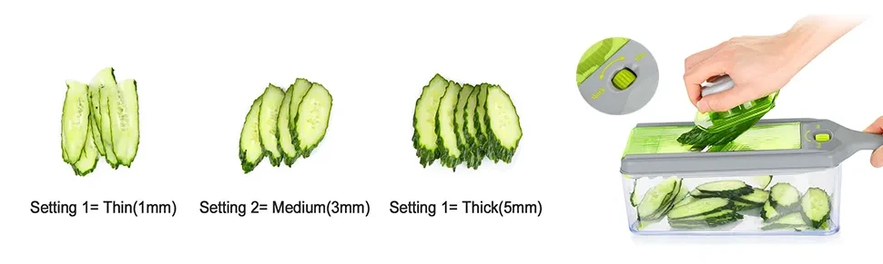 Mandoline Slicer Thickness Adjustable, FITNATE 9 in 1 Vegetable