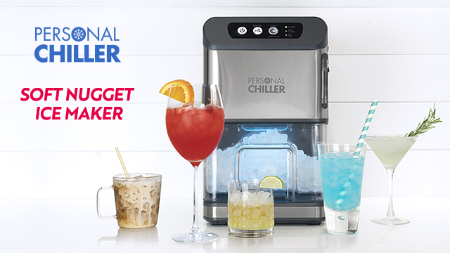 Personal Chiller Portable Countertop Ice Maker, Ice Nuggets, Stainless  Steel 